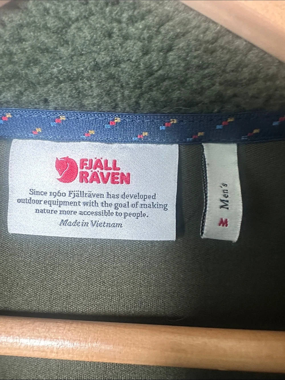Fjallraven Olive Green Sherpa Jacket with Navy Chest Pocket